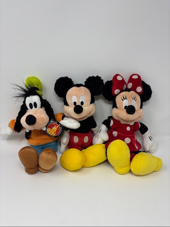 Disney Other - Disney Parks Plush Trio: Mickey, Minnie & Goofy - Black, Red, Yellow, Brown